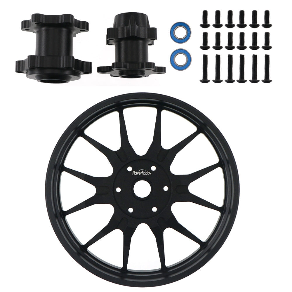 Powerhobby 7075 Aluminum Rear Wheel w Hubs Black Losi Promoto MX