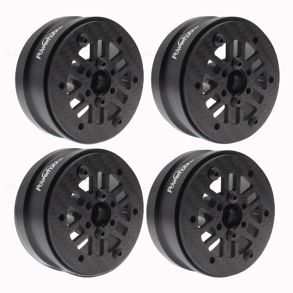 Powerhobby 1.9" Carbon Fiber Lightweight Beadlock Wheels F 1/10 Rock Crawler