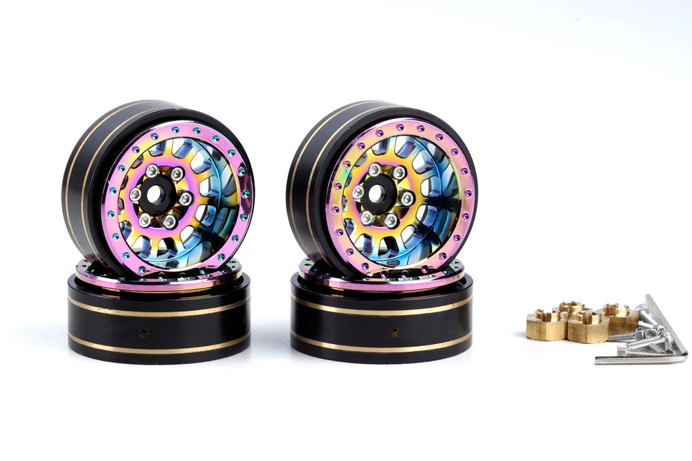 Powerhobby Axial SCX24 1.0" Titanium Brass Beadlock Crawler Wheels 1/24