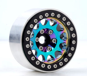 Powerhobby Aluminum 1.9" Beadlock Wheels Green Titanium (4) 1/10 Rock Crawler