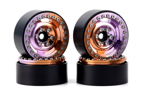 Powerhobby B6 Aluminum 1.9 Beadlock Wheels Orange / Purple (4) 1/10 Rock Crawler