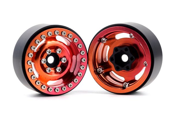 Powerhobby B6 Aluminum 1.9 Beadlock Wheels Orange / Red (4) 1/10 Rock Crawler