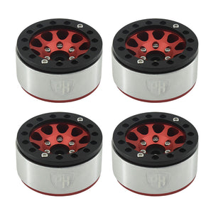 Powerhobby Aluminum 2.2" Beadlock Wheels Red (4) 1/10 Rock Crawler