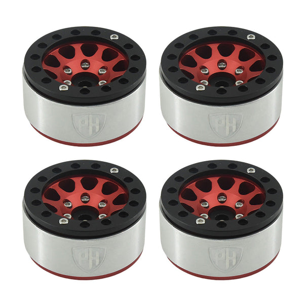 Powerhobby Aluminum 2.2" Beadlock Wheels Red (4) 1/10 Rock Crawler