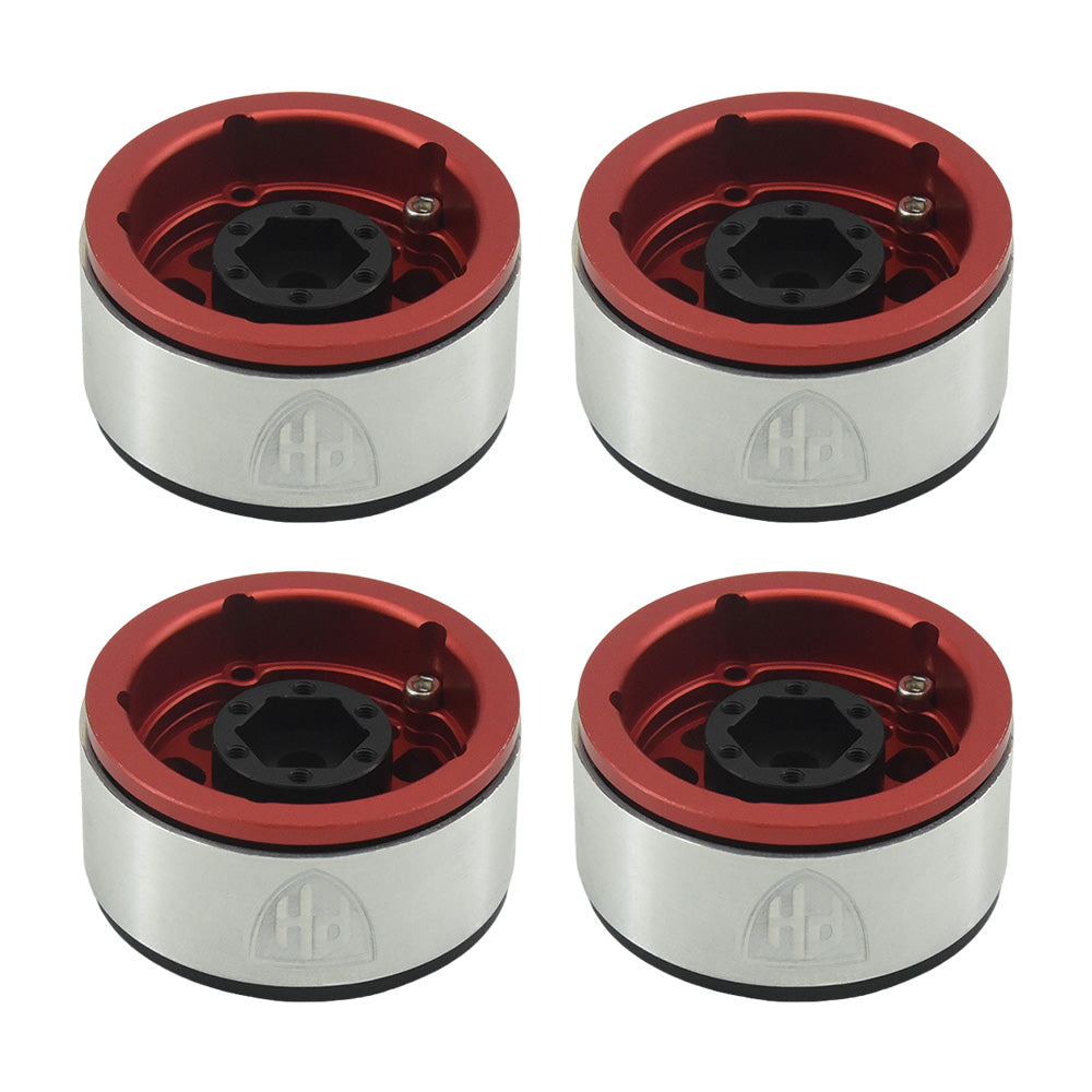Powerhobby Aluminum 1.55" Beadlock Wheels Red (4) 1/10 Rock Crawler