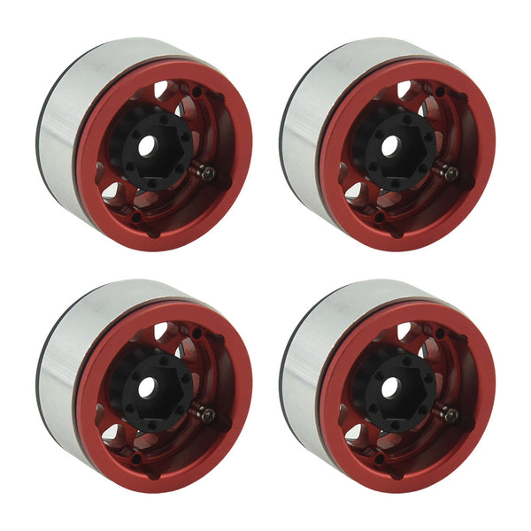 Powerhobby Aluminum 1.55" Beadlock Wheels Red (4) 1/10 Rock Crawler