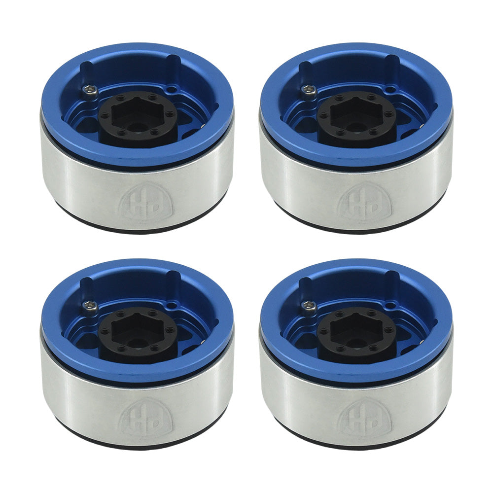 Powerhobby Aluminum 1.55" Beadlock Wheels Blue (4) 1/10 Rock Crawler