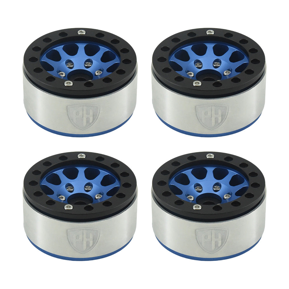 Powerhobby Aluminum 1.55" Beadlock Wheels Blue (4) 1/10 Rock Crawler