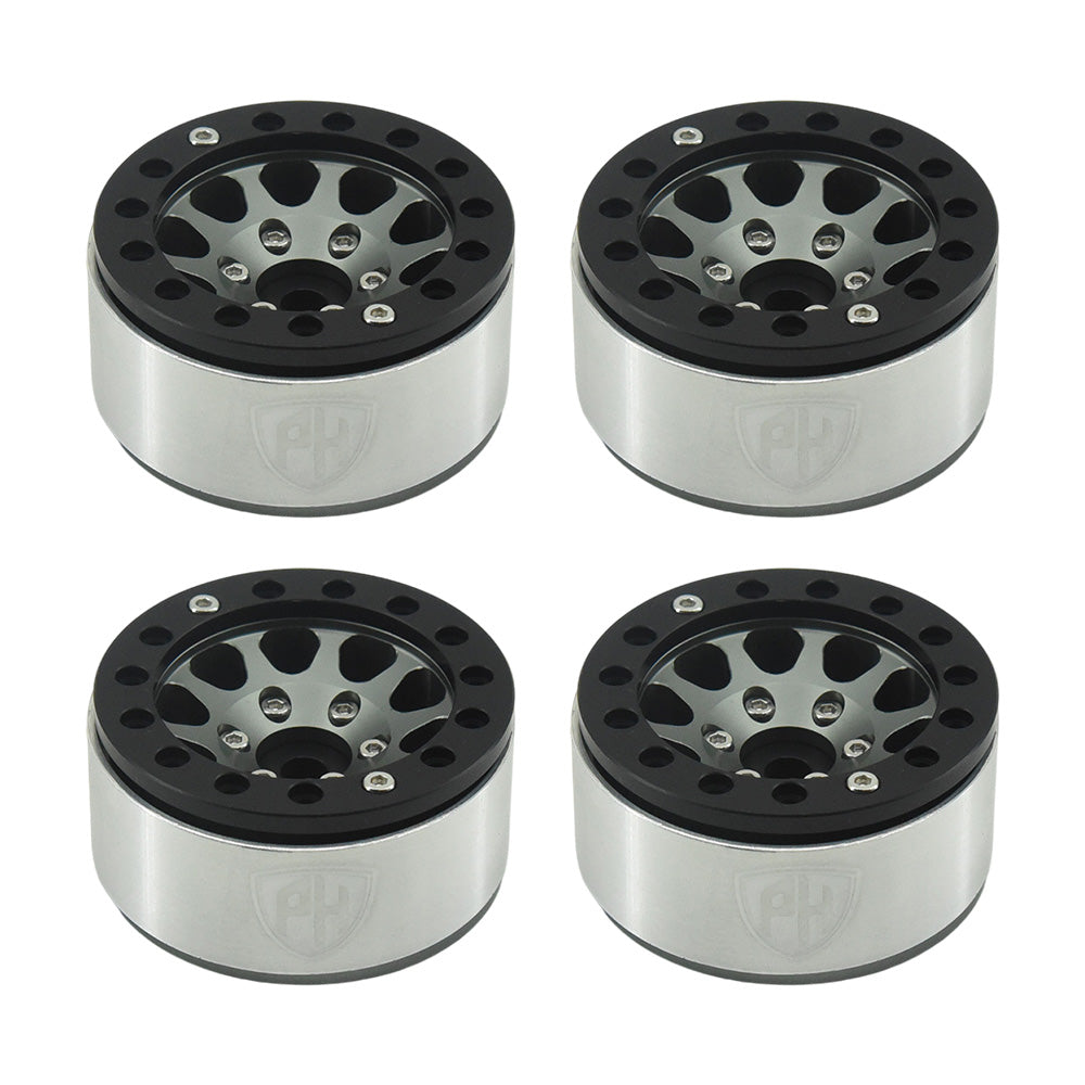 Powerhobby Aluminum 1.55" Beadlock Wheels Grey (4) 1/10 Rock Crawler