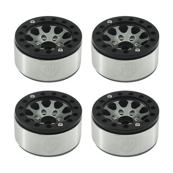 Powerhobby Aluminum 1.55" Beadlock Wheels Grey (4) 1/10 Rock Crawler