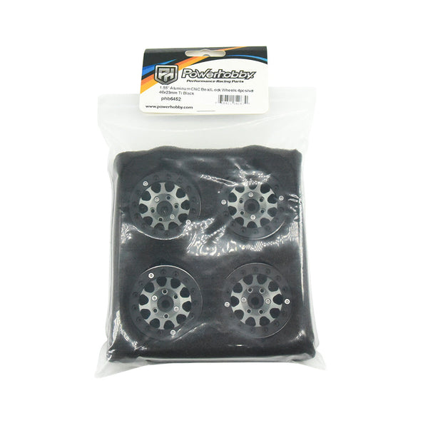 Powerhobby Aluminum 1.55" Beadlock Wheels Grey (4) 1/10 Rock Crawler