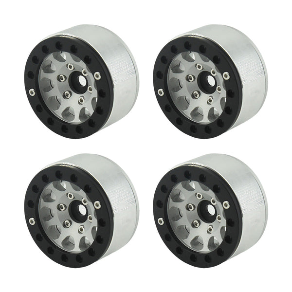 Powerhobby Aluminum 1.55" Beadlock Wheels Silver (4) 1/10 Rock Crawler