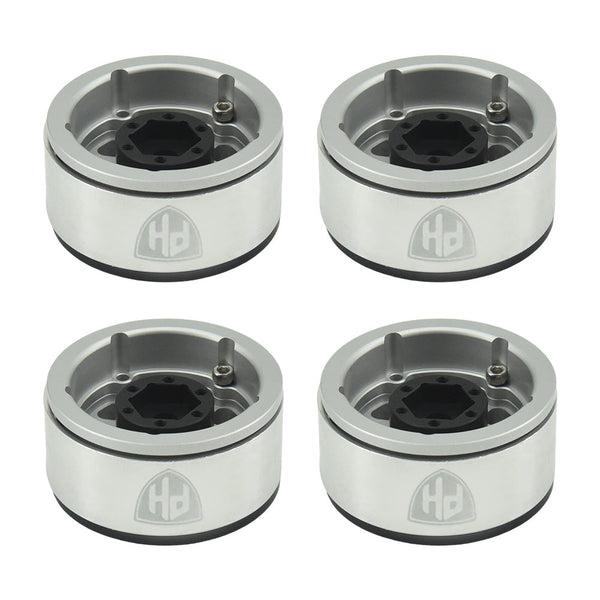 Powerhobby Aluminum 1.55" Beadlock Wheels Silver (4) 1/10 Rock Crawler