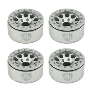 Powerhobby Aluminum 1.55" Beadlock Wheels Silver (4) 1/10 Rock Crawler