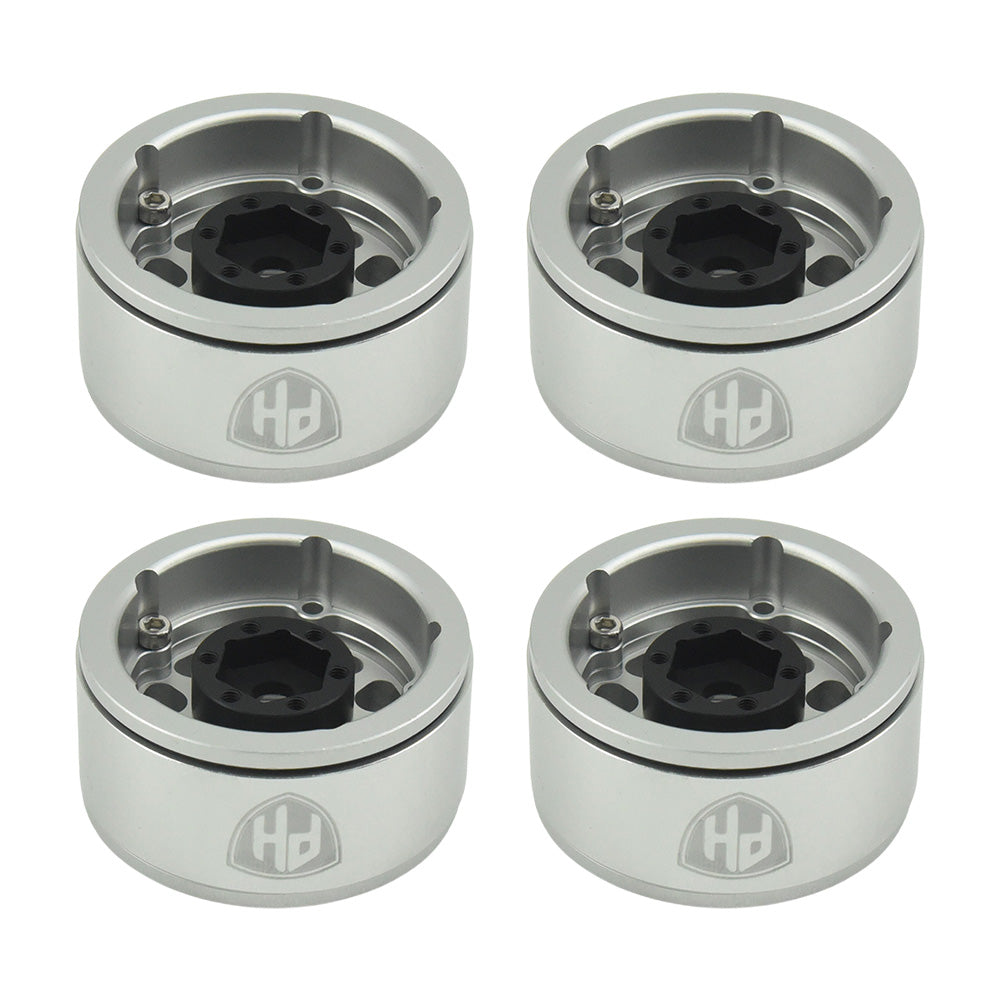 Powerhobby Aluminum 1.55" Beadlock Wheels Silver (4) 1/10 Rock Crawler