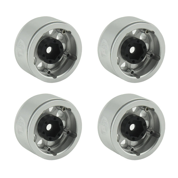 Powerhobby Aluminum 1.55" Beadlock Wheels Silver (4) 1/10 Rock Crawler