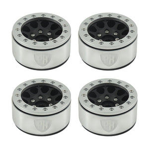 Powerhobby Aluminum 1.55" Beadlock Wheels Black (4) 1/10 Rock Crawler