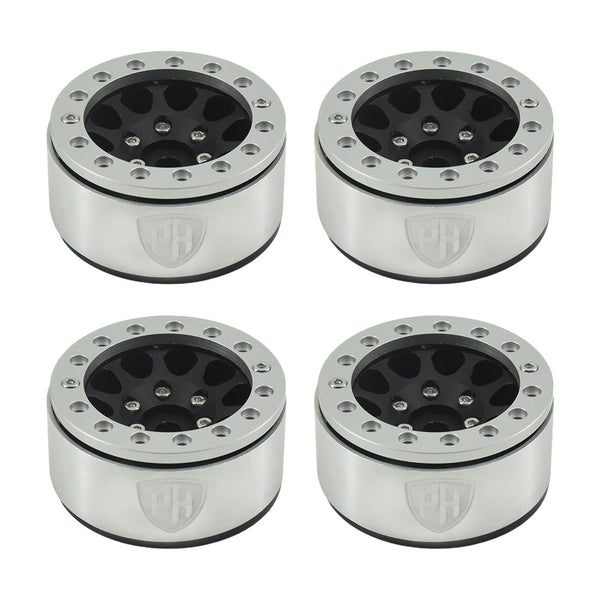 Powerhobby Aluminum 1.55" Beadlock Wheels Black (4) 1/10 Rock Crawler