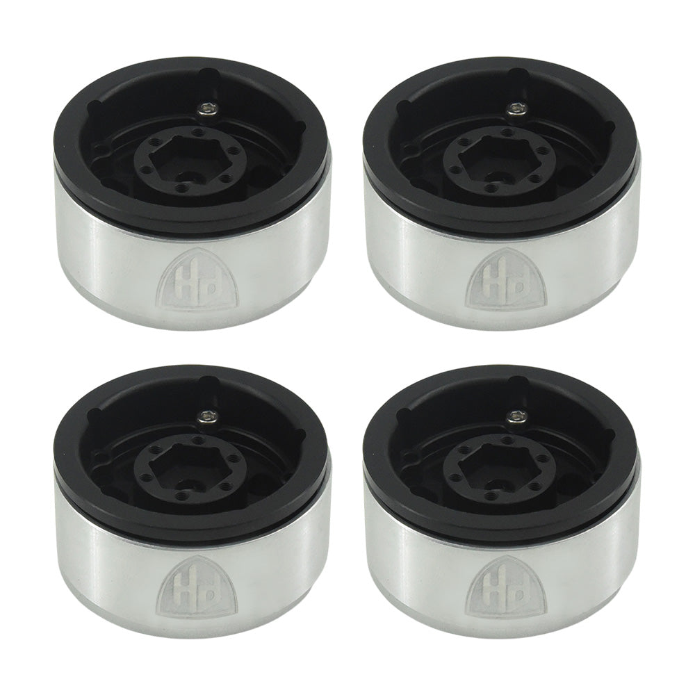 Powerhobby Aluminum 1.55" Beadlock Wheels Black (4) 1/10 Rock Crawler