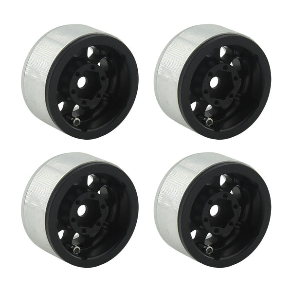 Powerhobby Aluminum 1.55" Beadlock Wheels Black (4) 1/10 Rock Crawler