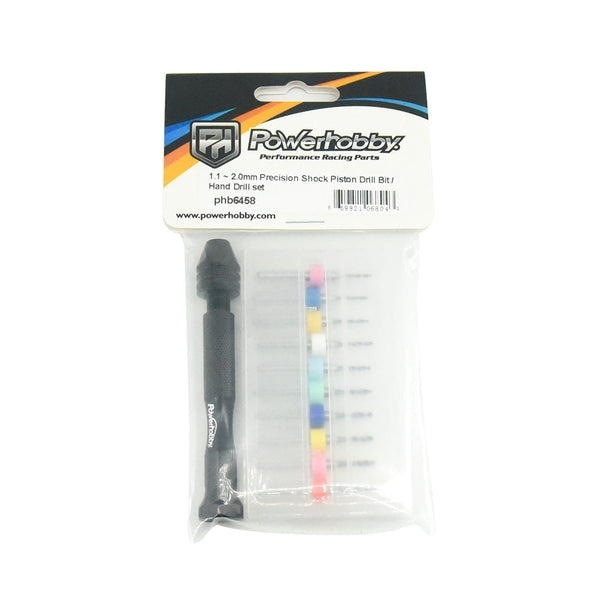 Powerhobby 1.1 - 2.0mm Precision Shock Piston Drill Bit / Hand Drill set