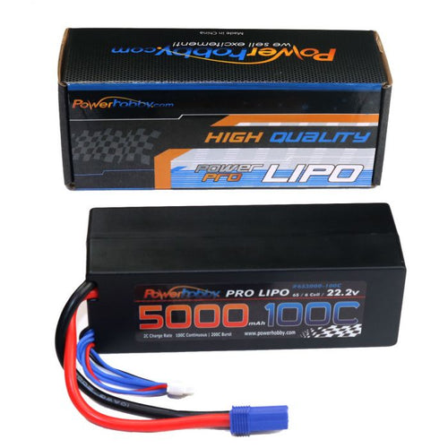 Power Hobby 6S 22.2V 5000MAH 100C W EC5 Hard Case