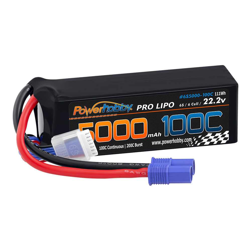 Powerhobby 6s 22.2v 5000mah 100c Lipo Battery w EC8 Plug 8AWG : Oxidean Boat