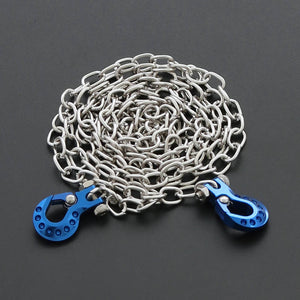 Powerhobby High End Metal Trailer Hook Silver Chain Blue 1/10 Crawler Accessory