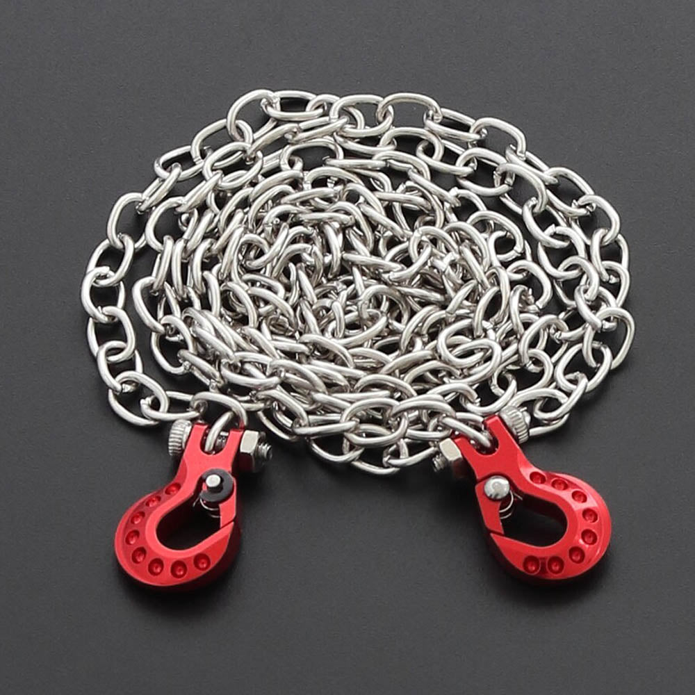Powerhobby High End Metal Trailer Hook Silver Chain Red 1/10 Crawler Accessory