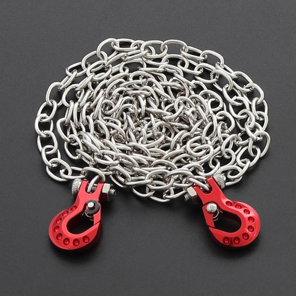 Powerhobby High End Metal Trailer Hook Silver Chain Red 1/10 Crawler Accessory