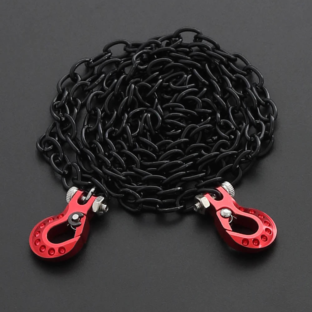 Powerhobby High End Metal Trailer Hook Black Chain RED 1/10 Crawler Accessory