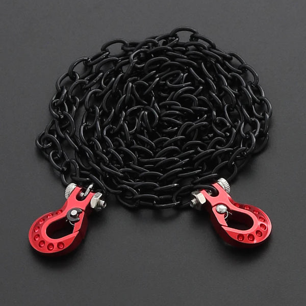 Powerhobby High End Metal Trailer Hook Black Chain RED 1/10 Crawler Accessory