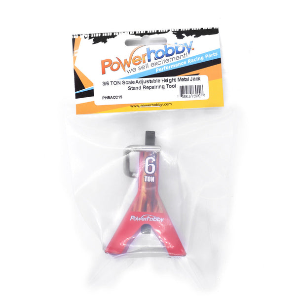 Powerhobby 3/6 Ton RC Scale Adjustable Height Metal Jack Stand RED