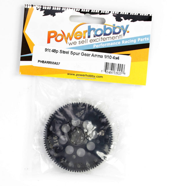 Powerhobby Hardened Steel 48P 91T Spur Gear Arrma 4x4 Granite senton Typhon