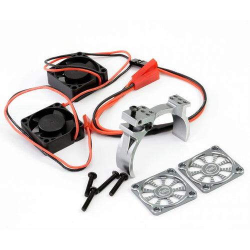 Power Hobby 1/10 Aluminum Heatsink Mount 30mm Twin Turbo Cooling Fans