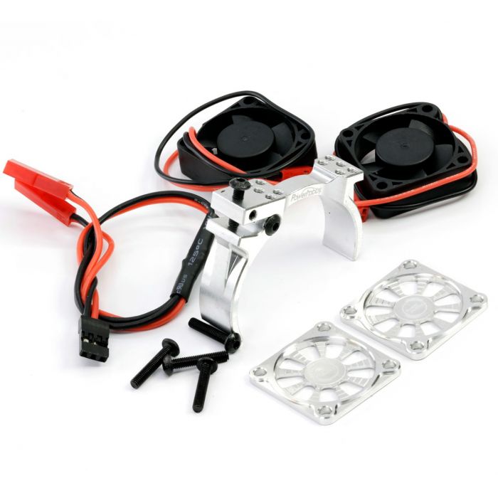 Power Hobby 1/10 Aluminum Heatsink Mount 30mm Twin Turbo Cooling Fans