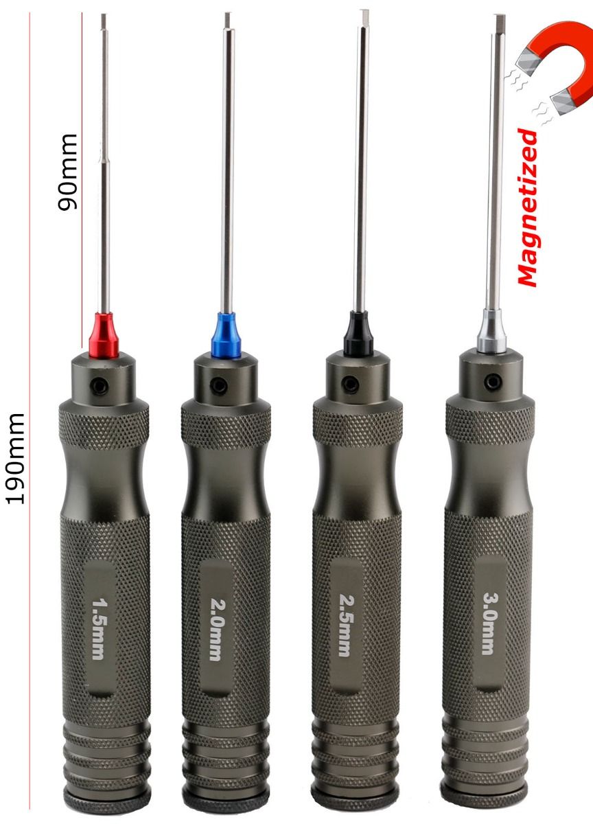 Power Hobby Pro Series Magnetized Hex Tool Set Metric 1.5, 2.0, 2.5,