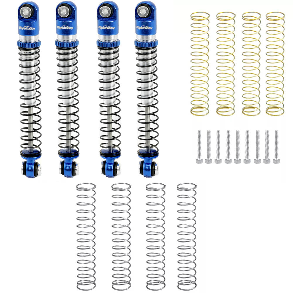 Powerhobby Aluminum 54mm Long Travel Shocks 1/24 Axial SCX24 Jeep Bronco Blue