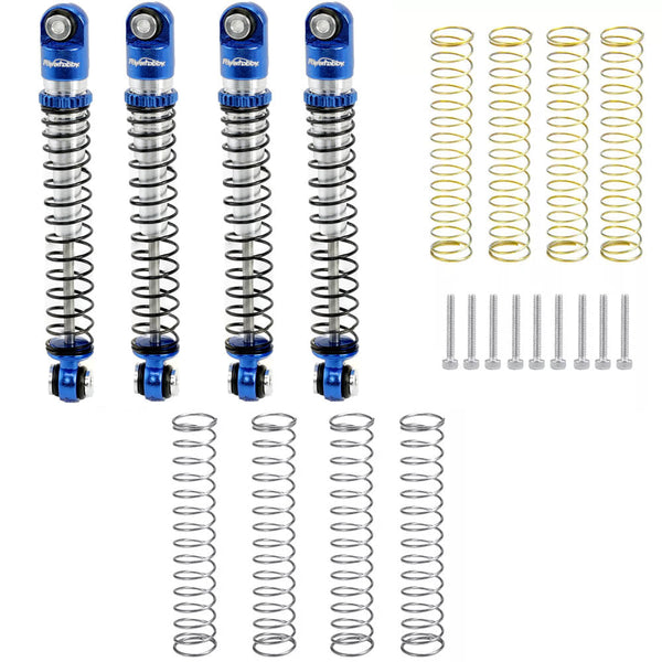 Powerhobby Aluminum 54mm Long Travel Shocks 1/24 Axial SCX24 Jeep Bronco Blue