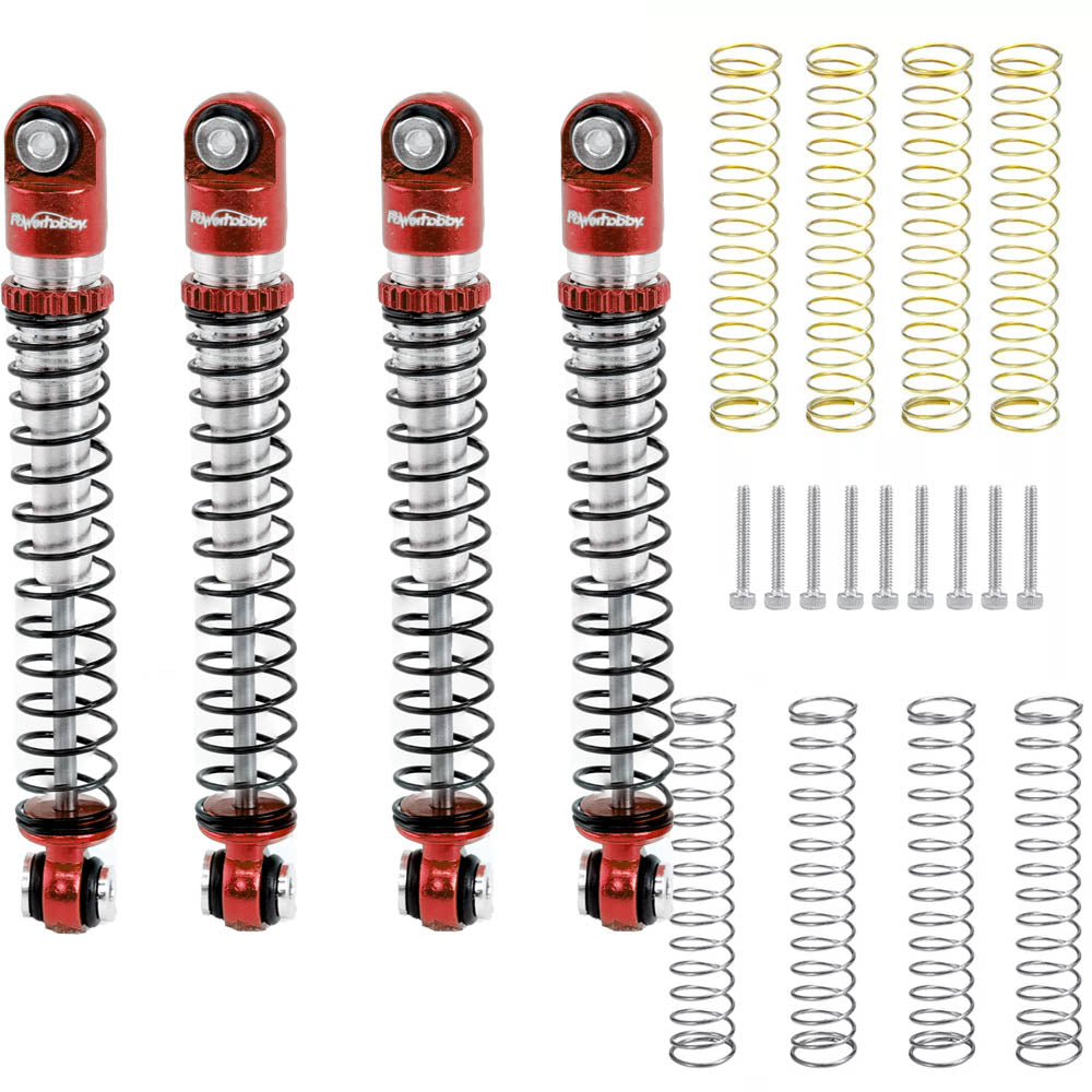 Powerhobby Aluminum 54mm Long Travel Shocks 1/24 Axial SCX24 Jeep Bronco Red