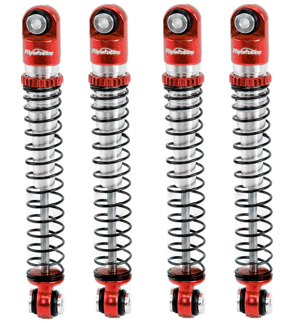 Powerhobby Aluminum 54mm Long Travel Shocks 1/24 Axial SCX24 Jeep Bronco Red