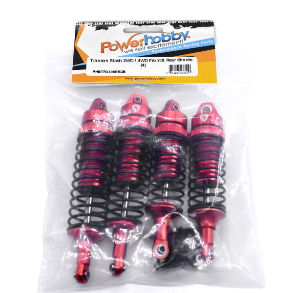 Powerhobby Traxxas Slash Front & Rear Shocks (4) FOR Traxxas Slash 2WD / 4WD RED