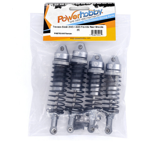 Powerhobby Front & Rear Shocks (4) FOR Traxxas Slash 2WD 4WD Titanium