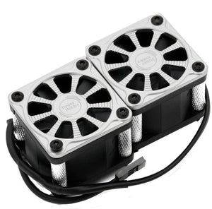 Powerhobby Twister Twin / Dual 40mm 1/8 1/5 Motor Aluminum Cooling Fan - Silver