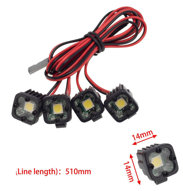 PowerHobby RC 4 Single LED Lights Headlights Spotlight for 1/10 1/8