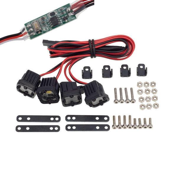 PowerHobby RC 4 LED Lights Headlights Spotlight w/ Controller for 1/10 1/8