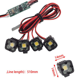 PowerHobby RC 4 LED Lights Headlights Spotlight w/ Controller for 1/10 1/8