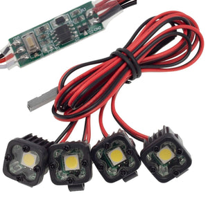 PowerHobby RC 4 LED Lights Headlights Spotlight w/ Controller for 1/10 1/8