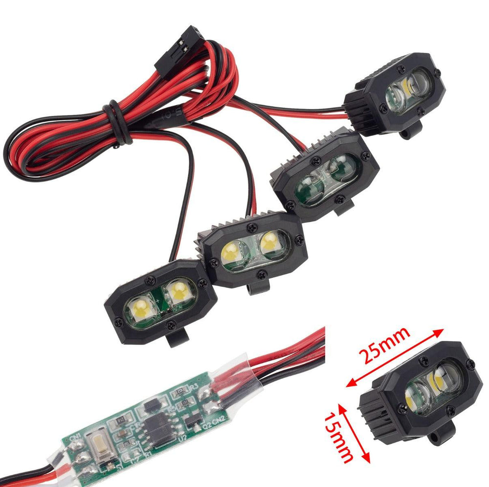 PowerHobby RC 4 Dual LED Lights Headlights Spotlight w/ Controller for 1/10 1/8