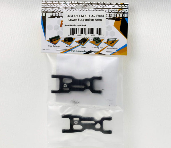 PowerHobby LOSI 1/18 Mini-T 2.0 Aluminum Front Lower Suspension Arms Black